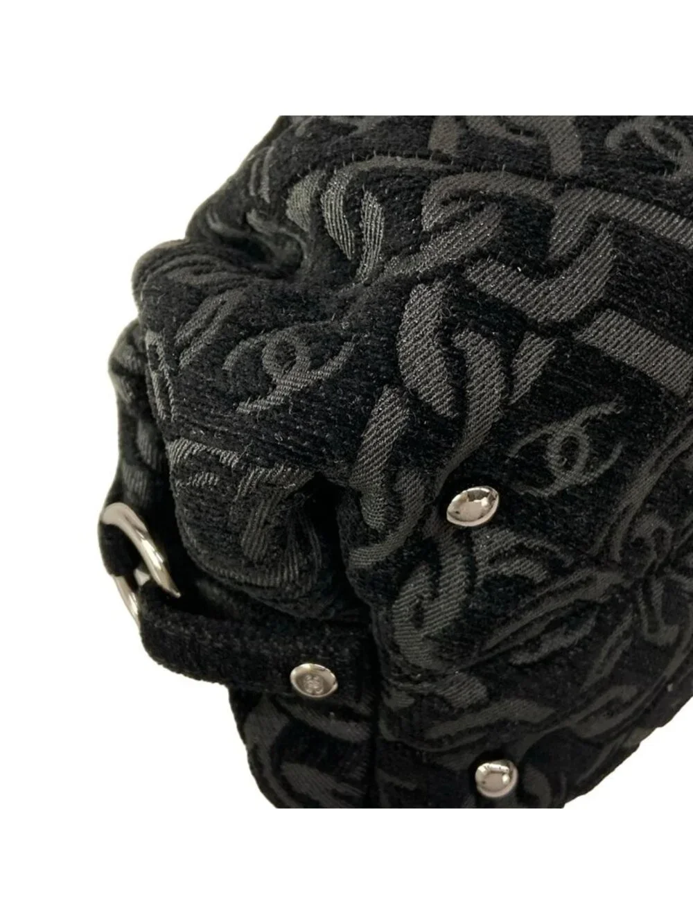 Chanel Shoulder Bag Black Silver CC Logo